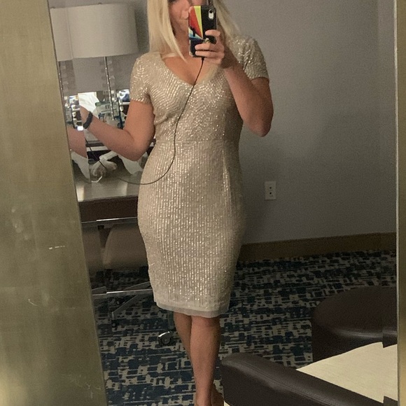 Adrianna Papell Beaded Sequin Dress sz 6 - Picture 5 of 5